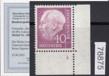 Bund 1954, Mich.-Nr.: 188 * FN 4 Eckrand geprüft  Befund