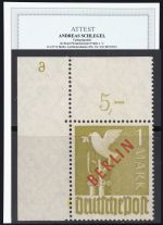 Berlin 1949, Mich.-Nr.: 33 ** Eckrand  Plattennummer 6   geprüft  Attest