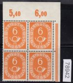 Bund 1951, Mich.-Nr.: 126 ** Eckrand  4er.-Block