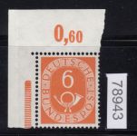 Bund 1951, Mich.-Nr.: 126 ** Eckrand  geprüft  Befund