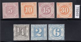 AD Thurn und Taxis 1859-65, Mich.-Nr.: 18+19+24+25+35+39+43 **