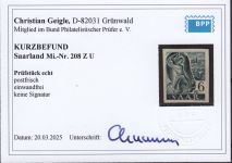 Saarland 1947 Mi. Nr. 208 Z U **   geprüft  Befund