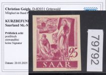 Saarland 1947 Mi. Nr. 216 Z U **   geprüft  Befund