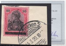 Saargebiet 1920 Mi. Nr. 16 III gestempelt geprüft Befund