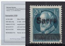 Saargebiet 1920 Mi. Nr. 20 DD *  geprüft Befund
