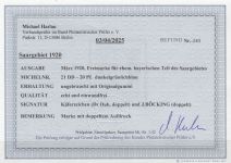 Saargebiet 1920 Mi. Nr. 20 DD *  geprüft Befund