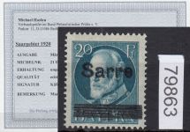 Saargebiet 1920 Mi. Nr. 20 DD *  geprüft Befund