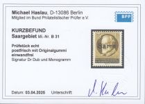 Saargebiet 1920 Mi. Nr. 31 B ** geprüft  Befund