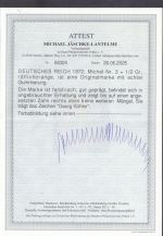 DR 1872, Mich.-Nr.:  3 * geprüft  Attest