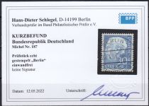 Bund 1954, Mich.-Nr.: 187 LUXUS Gest.+gummi  gepr./Befund Berlin-Charlottenburg AS