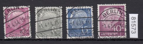 Bund 1954, Mich.-Nr.: 179 182 184 188 LUXUS Gest+gummi  ERSTTAG  Berlin-Charl.-burg  AS
