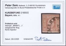 AD Bayern 1849, Mich.-Nr.: 4 I   gestempelt geprüft  Befund  lesen