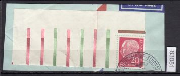 Bund 1955, Mich.-Nr.:  RL 1  gestempelt  ECKRAND  geprüft  Befund  gefaltet lesen