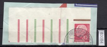 Bund 1955, Mich.-Nr.:  RL 1  gestempelt  ECKRAND  geprüft  Befund  gefaltet lesen