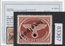 Feldpost, Mi.-Nr. 6 K * geprüft  Attest   gummi falsch   Kopfstehender Aufdruck