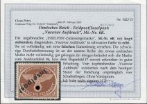 Feldpost, Mi.-Nr. 6 K * geprüft  Attest   gummi falsch   Kopfstehender Aufdruck