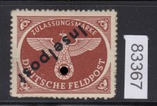 Feldpost, Mi.-Nr. 6 K * geprüft  Attest   gummi falsch   Kopfstehender Aufdruck