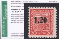 Sudetenland Asch, Mi.-Nr.   3  **  geprüft   Befund