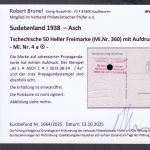 Sudetenland Asch, Mi.-Nr.   4 a  gest. geprüft Befund  Blanco Karte  "grüße vom Balkon"