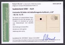 Sudetenland Asch, Mi.-Nr.   4 a  gest. geprüft Befund  Blanco Karte  "Junge mit Trompete"