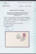 Sudetenland Karlsbad, Mi.-Nr.   21  gestempelt  geprüft  Attest