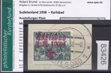 Sudetenland Karlsbad, Mi.-Nr.   62  gestempelt  geprüft  Befund