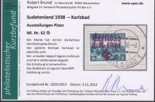 Sudetenland Karlsbad, Mi.-Nr.   62  gestempelt  geprüft  Befund