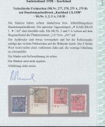 Sudetenland Karlsbad, Mi.-Nr.   3 B   +1+2+3A  gestempelt  geprüft  Attest    Plattennr.