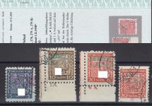 Sudetenland Karlsbad, Mi.-Nr.   3 B   +1+2+3A  gestempelt  geprüft  Attest    Plattennr.