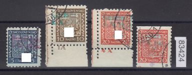 Sudetenland Karlsbad, Mi.-Nr.   3 B   +1+2+3A  gestempelt  geprüft  Attest    Plattennr.