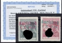 Sudetenland Karlsbad, Mi.-Nr.   51+52  *  geprüft  Befund