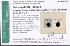 Sudetenland Karlsbad, Mi.-Nr.   55 Zf w  (*)  geprüft  Befund