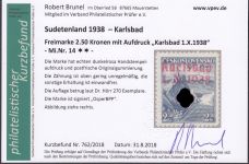 Sudetenland Karlsbad, Mi.-Nr.   14  **  geprüft  Befund
