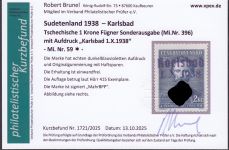 Sudetenland Karlsbad, Mi.-Nr.   51+52  *  geprüft  Befund