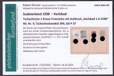 Sudetenland Karlsbad, Mi.-Nr.   9  gestempelt  geprüft  Befund