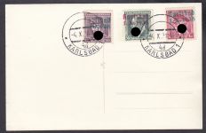 Sudetenland Karlsbad, Mi.-Nr.   7+8+9  gestempelt  geprüft  Befund  auf schöner Pr.-Karte