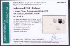 Sudetenland Karlsbad, Mi.-Nr.   59  gestempelt  geprüft  Befund