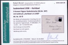 Sudetenland Karlsbad, Mi.-Nr.   59  gestempelt  geprüft  Befund