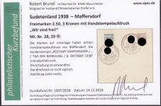 Sudetenland Maffersdorf, Mi.-Nr.   28+29  gestempelt  geprüft   Befund