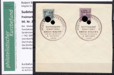 Sudetenland Maffersdorf, Mi.-Nr.   23+34  gestempelt  geprüft   Befund