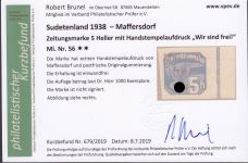 Sudetenland Maffersdorf, Mi.-Nr.   57  **  geprüft   Befund