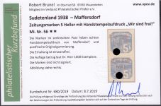Sudetenland Maffersdorf, Mi.-Nr.   57  **  geprüft   Befund