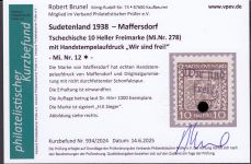 Sudetenland Maffersdorf, Mi.-Nr.   12  *  geprüft   Befund