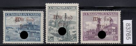 Sudetenland Maffersdorf, Mi.-Nr.   31-33  *  geprüft   Befund