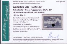 Sudetenland Maffersdorf, Mi.-Nr.   40 a  *  geprüft   Befund