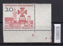 Bund 1958, Mich.-Nr.: 290 ** FN 2 Eckrand  Plattennummer 1