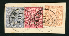 Ndp 5,4,3 Briefstück 2, 1, 1/2 Gr. a. Luxusbfst. mit S+H K2 GRAM 10/11 68