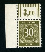 Alliierte Besetzung - Kontrollrat 928aW Postfrisch 30 Pfg. re. obere Ecke Walze