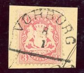 Bayern 23 Briefstück 3 Kr. rosa auf Luxusbfst. mit HK VOHBURG