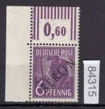 Berlin 1948, Mich.-Nr.:  2 ** Eckrand  geprüft